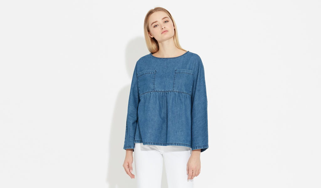 Annelie | Mid-Blue - Oversized T-Shirt