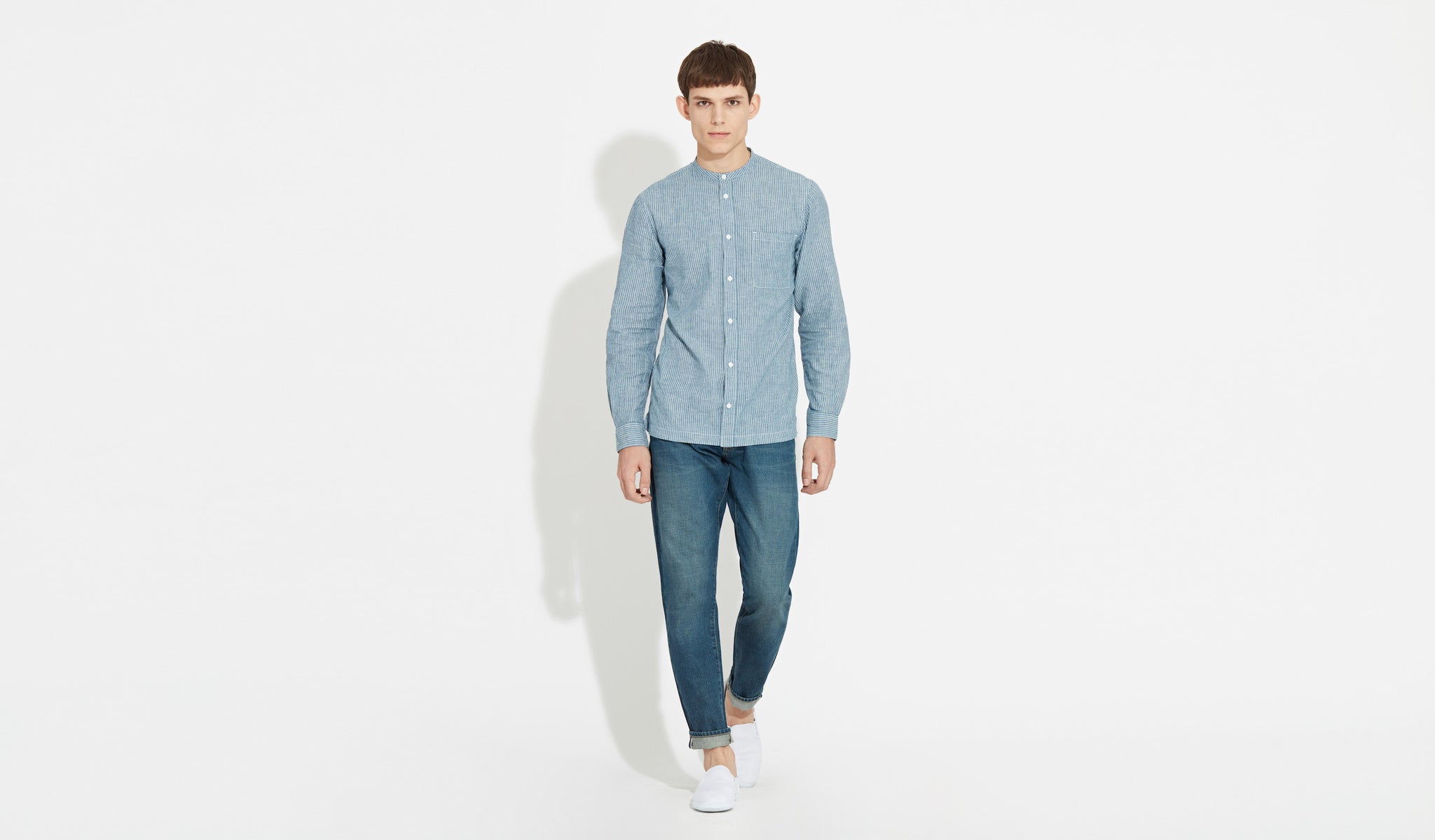 Arne | Indigo - Grandad Shirt