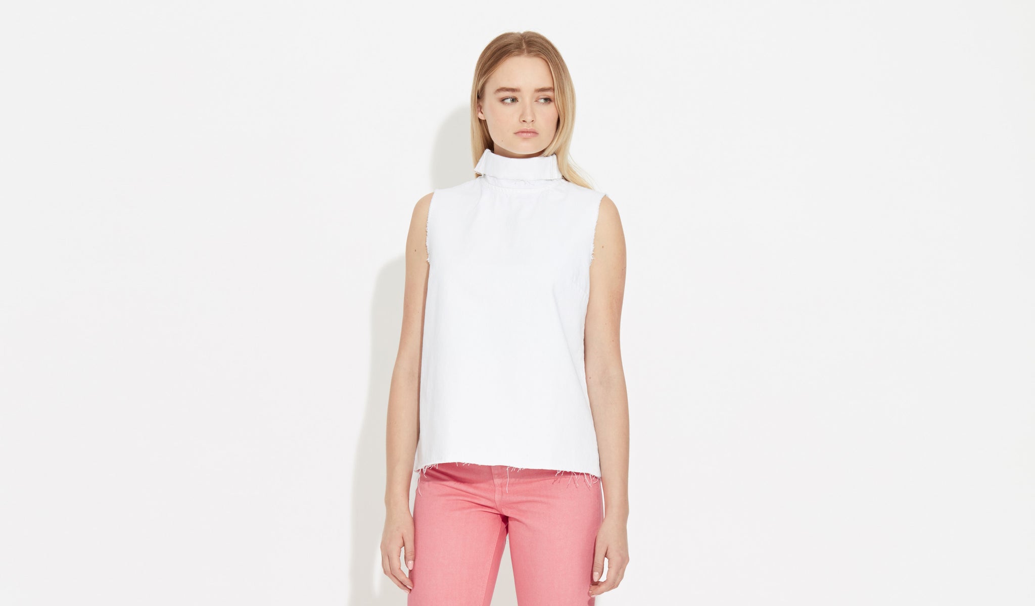 Eleni | White - Funnel Neck Top