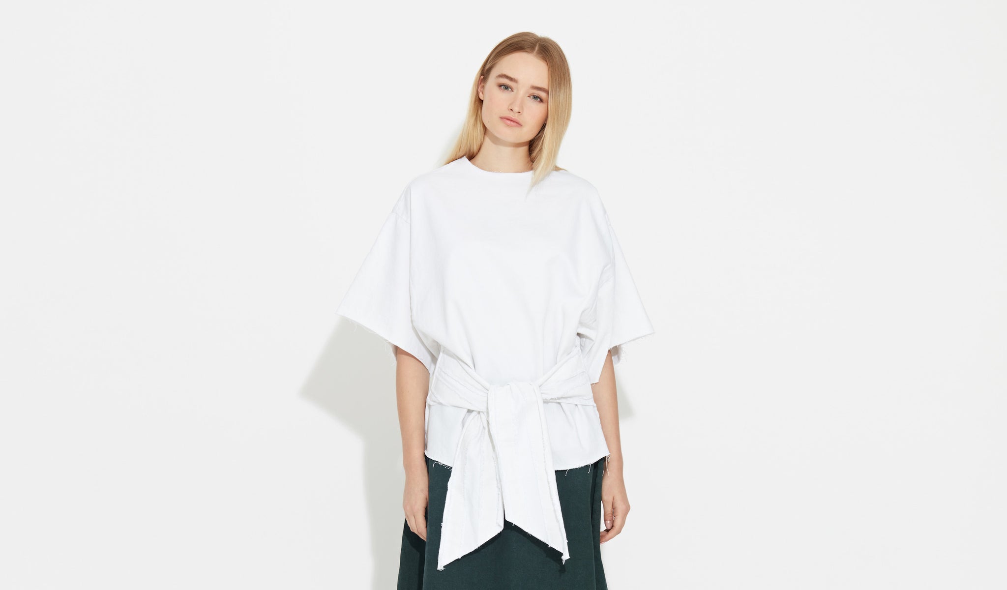 Katya | White - Belted Top