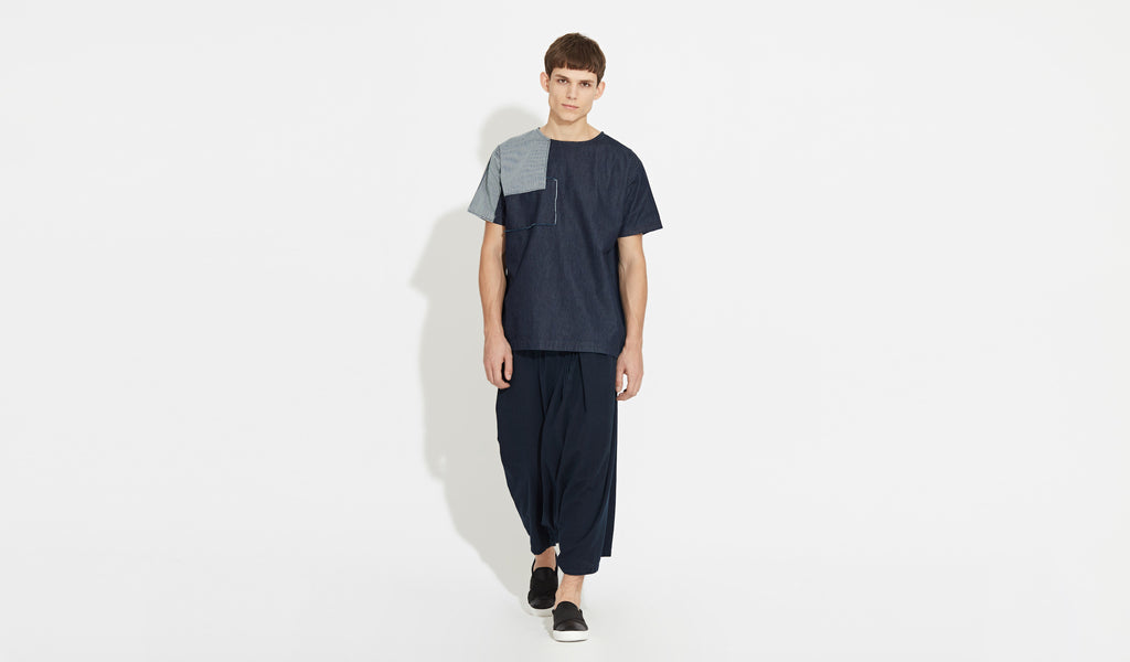 Magnus | Indigo-Patchwork - T-Shirt